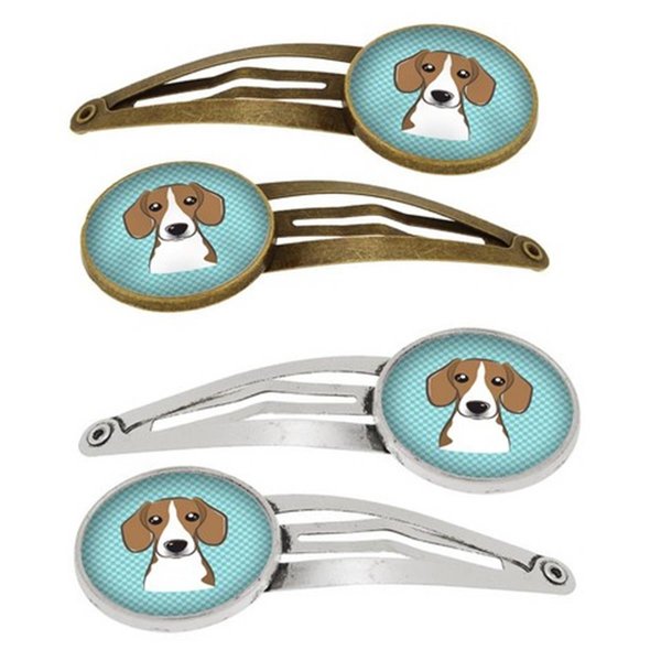 Carolines Treasures Checkerboard Blue Beagle Barrettes Hair Clips, Set of 4, 4PK BB1177HCS4